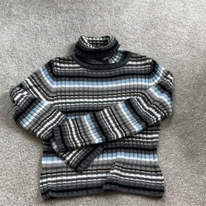Striped Turtleneck Sweater It’s Our Time - Black Blue Gray